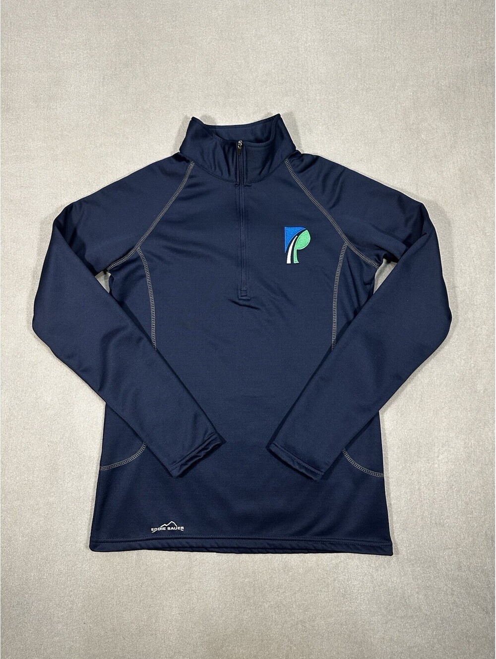 Eddie Bauer Men’s Medium Quarter Zip Pullover Lightweight Fleece Navy Blue